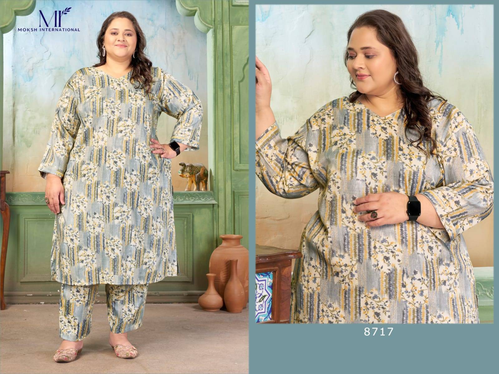 Prisha Vol-1 BY Moksh International  8717 to 8720 series Stylish Fancy stitched  plus size dresses At Wholesale Price